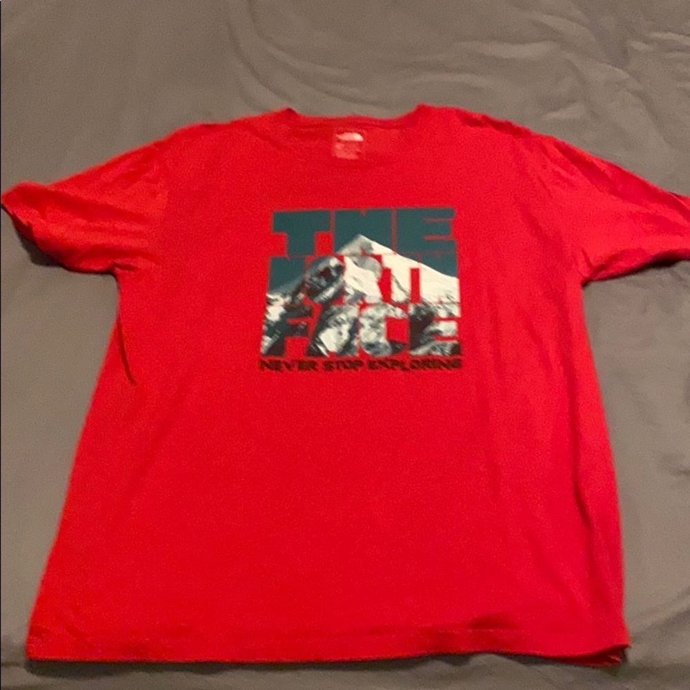 North face red tshirt